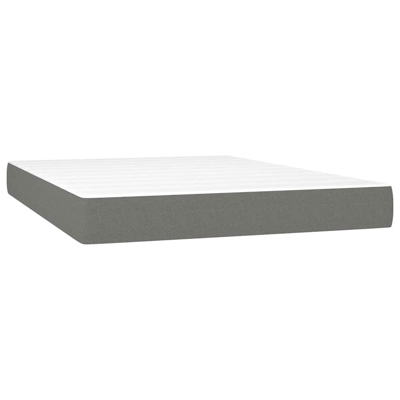 vidaXL Box Spring Bed with Mattress&LED Dark Grey 153x203 cm Queen Size Fabric