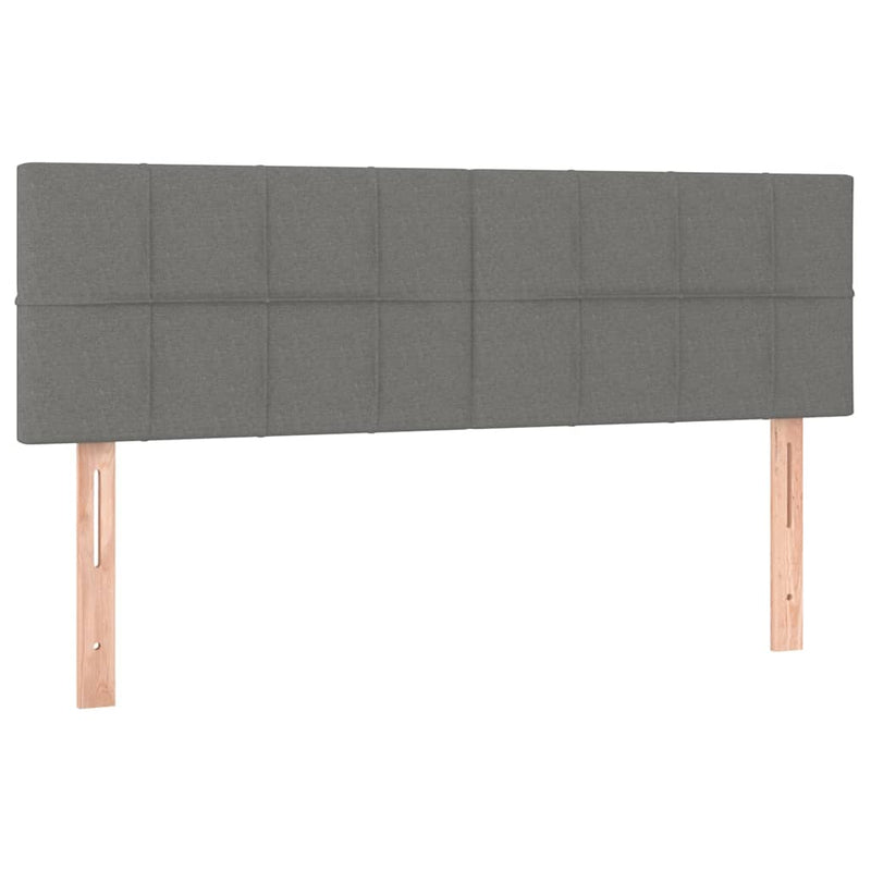 vidaXL Box Spring Bed with Mattress&LED Dark Grey 153x203 cm Queen Size Fabric
