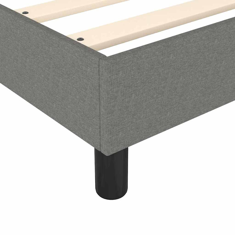 vidaXL Box Spring Bed with Mattress&LED Dark Grey 153x203 cm Queen Size Fabric