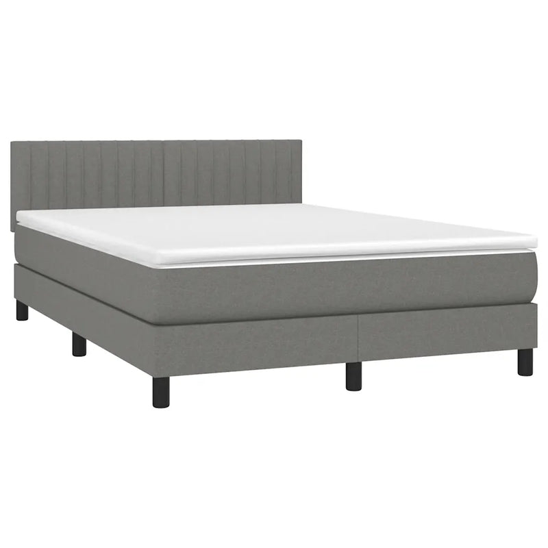 Box Spring Bed with Mattress&LED Dark Grey 152x203 cm Fabric
