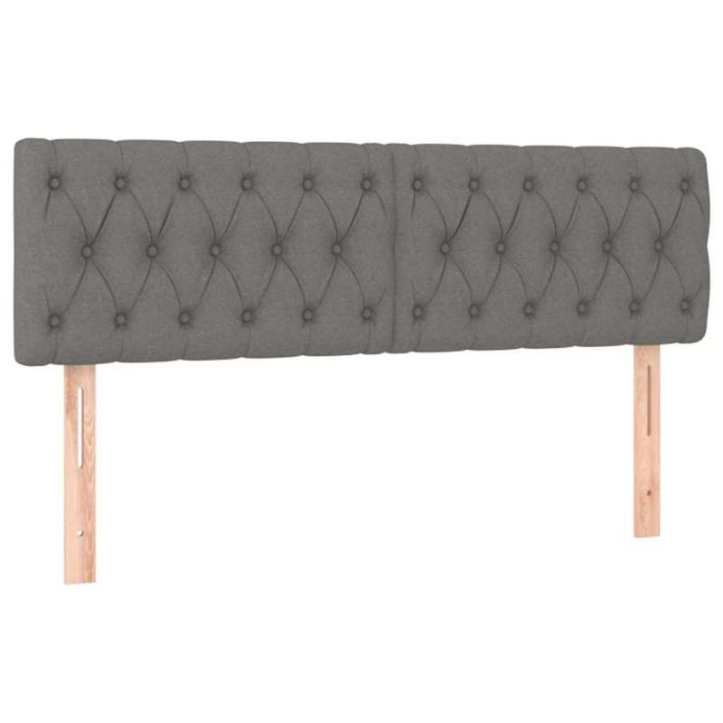 vidaXL Box Spring Bed with Mattress&LED Dark Grey 153x203 cm Queen Size Fabric