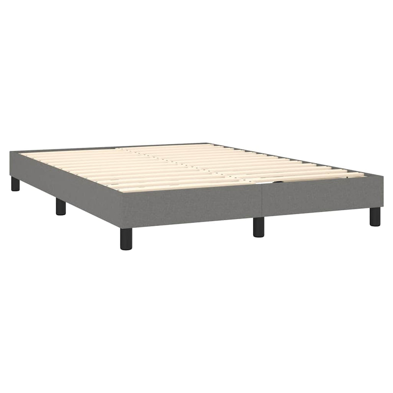 vidaXL Box Spring Bed with Mattress&LED Dark Grey 153x203 cm Queen Size Fabric