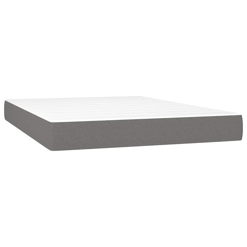 vidaXL Box Spring Bed with Mattress&LED Dark Grey 153x203 cm Queen Size Fabric