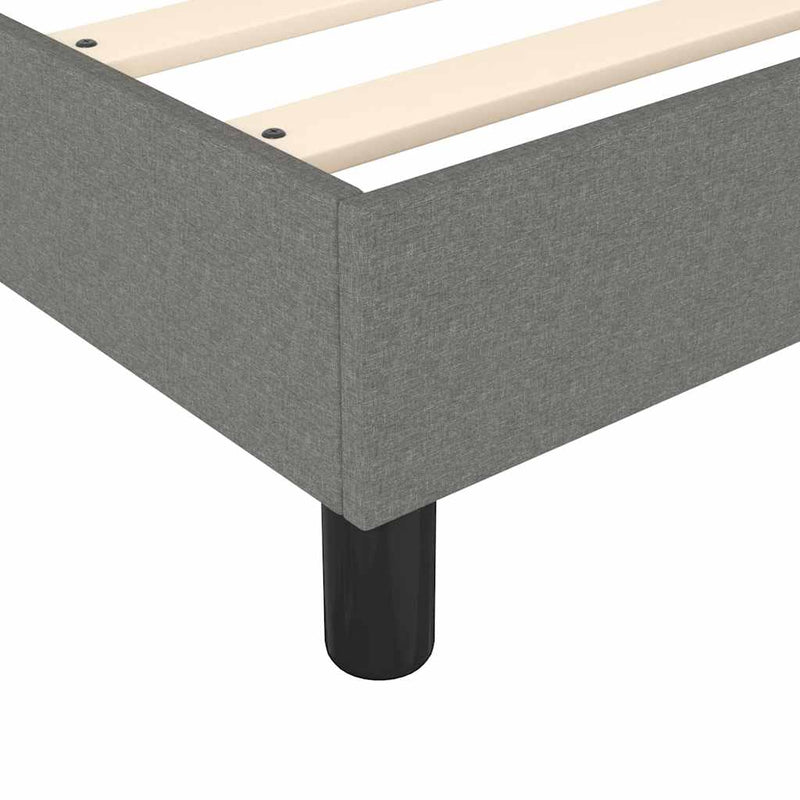 vidaXL Box Spring Bed with Mattress&LED Dark Grey 153x203 cm Queen Size Fabric