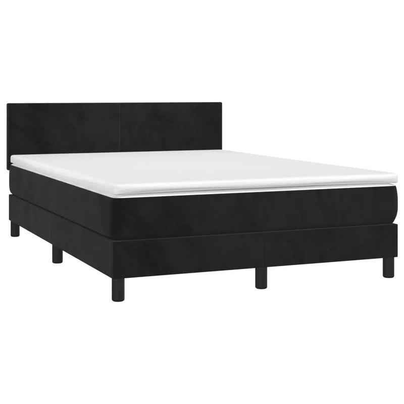 Box Spring Bed with Mattress&LED Black 152x203 cm Queen Velvet