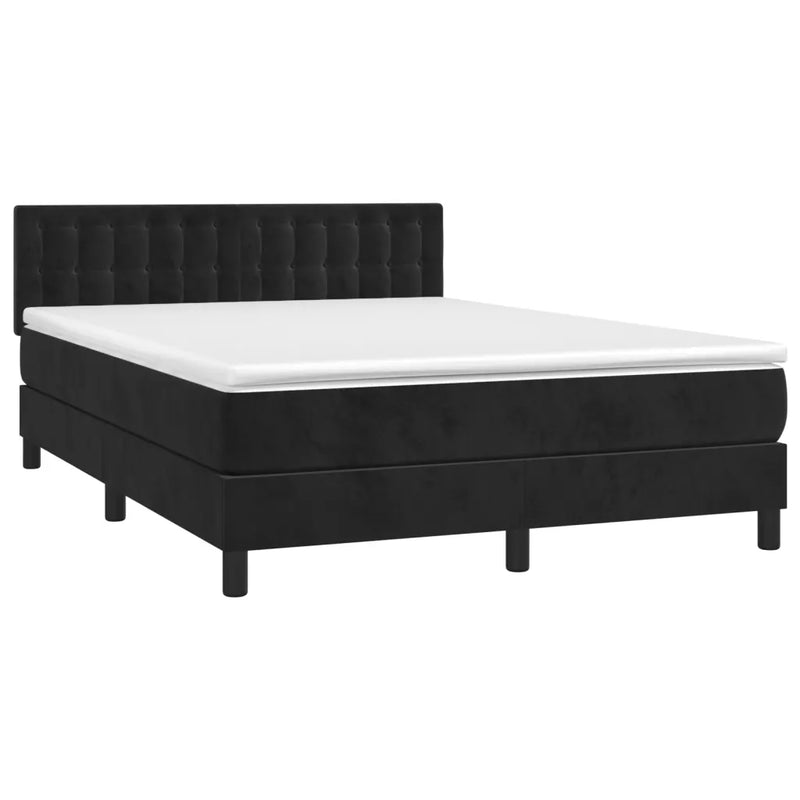 Box Spring Bed with Mattress&LED Black 152x203 cm Queen Velvet