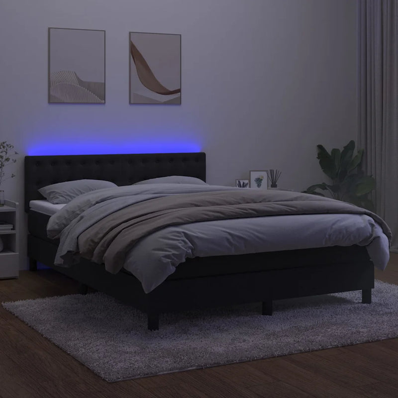 Box Spring Bed with Mattress&LED Black 152x203 cm Queen Velvet