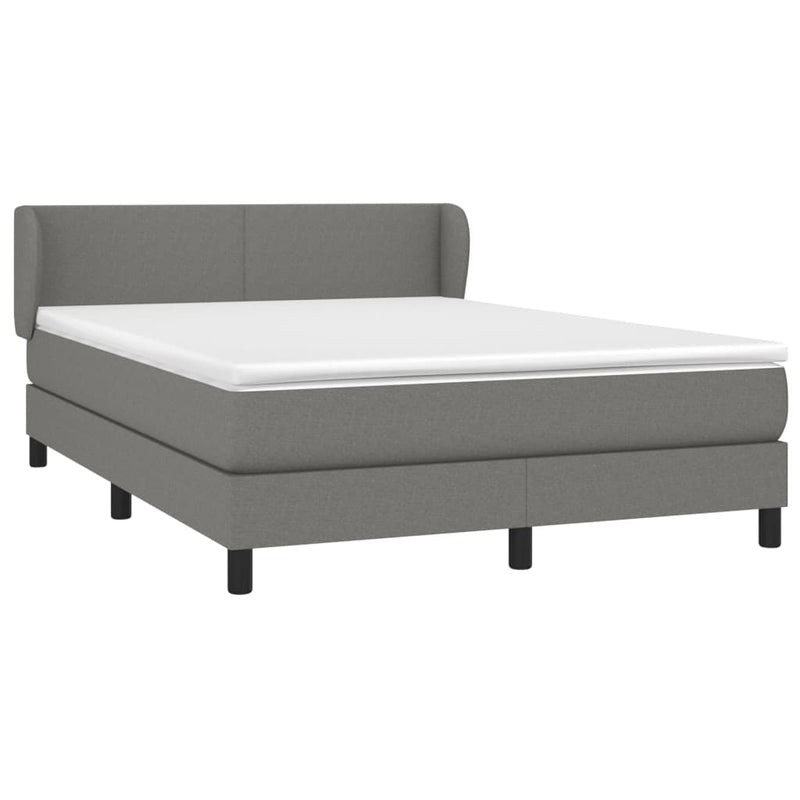 vidaXL Box Spring Bed with Mattress Dark Grey 153x203 cm Queen Size Fabric