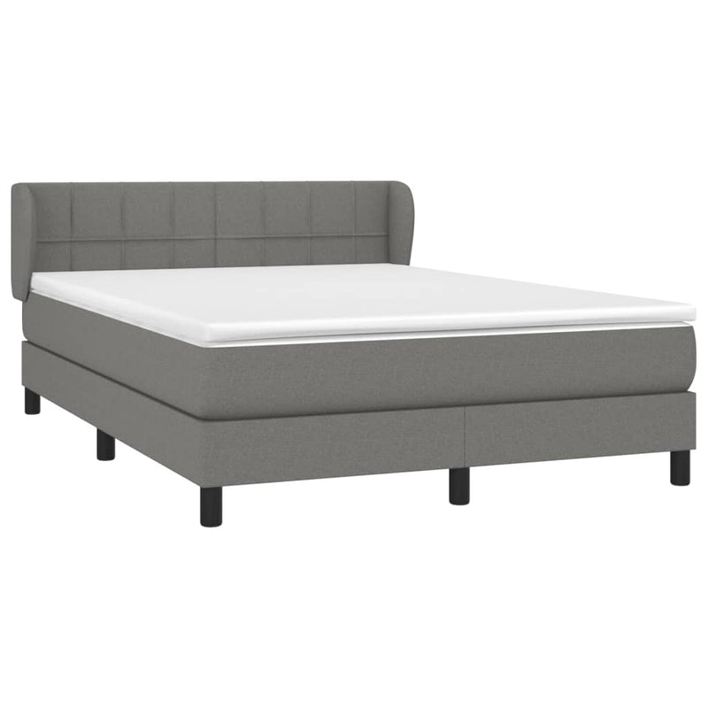 vidaXL Box Spring Bed with Mattress Dark Grey 153x203 cm Queen Size Fabric
