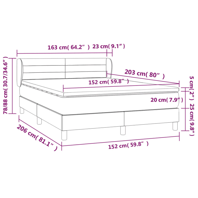 Box Spring Bed with Mattress Dark Grey 152x203 cm Fabric