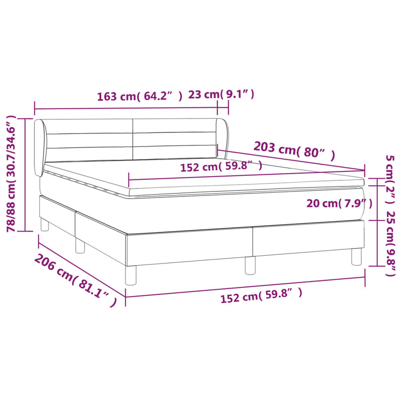 vidaXL Box Spring Bed with Mattress Dark Grey 153x203 cm Queen Size Fabric