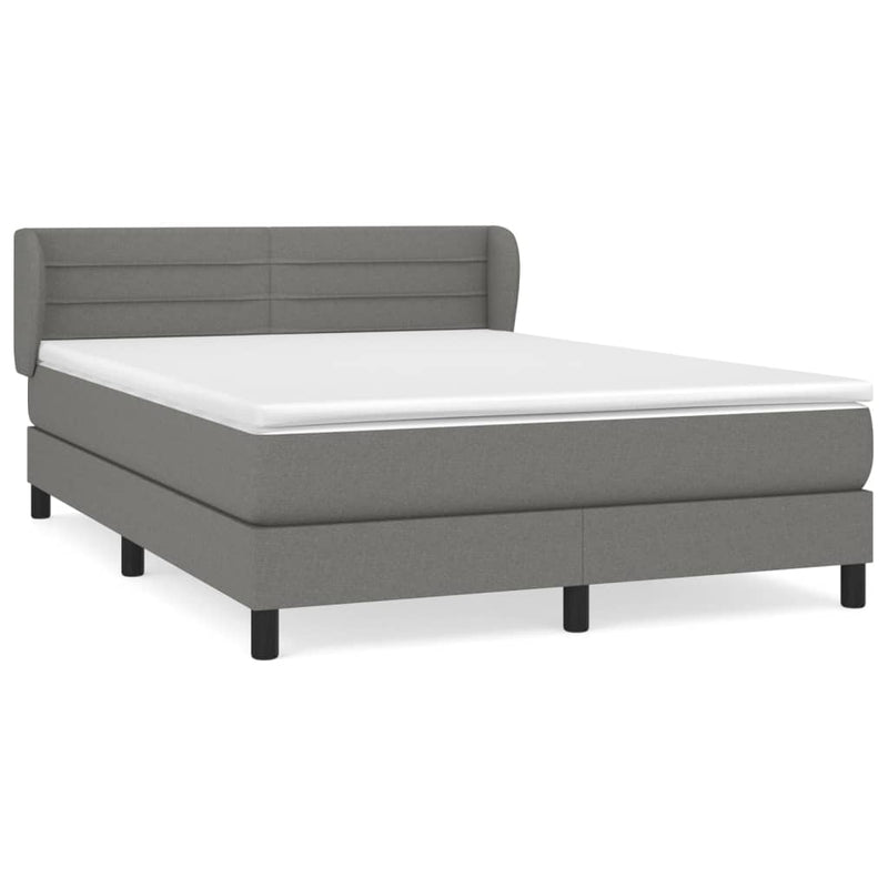 vidaXL Box Spring Bed with Mattress Dark Grey 153x203 cm Queen Size Fabric