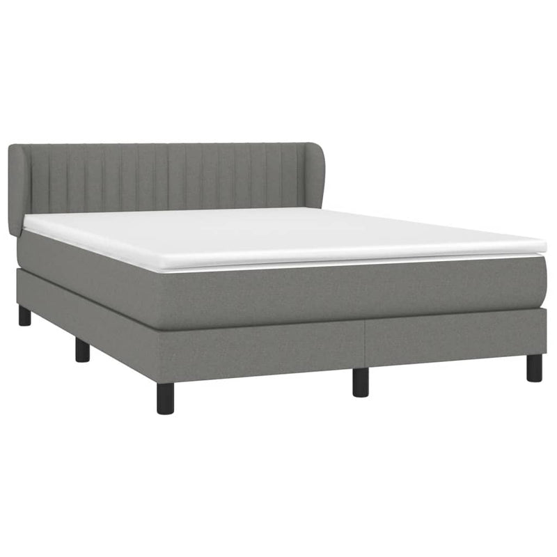 vidaXL Box Spring Bed with Mattress Dark Grey 153x203 cm Queen Size Fabric