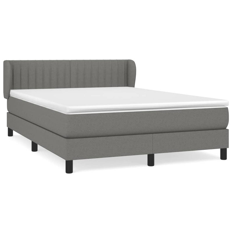 vidaXL Box Spring Bed with Mattress Dark Grey 153x203 cm Queen Size Fabric
