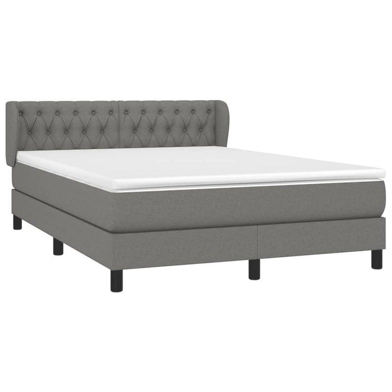 vidaXL Box Spring Bed with Mattress Dark Grey 153x203 cm Queen Size Fabric