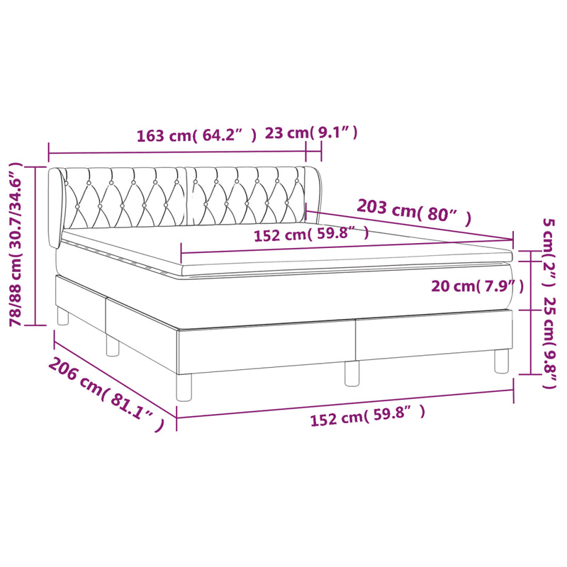 Box Spring Bed with Mattress Dark Grey 152x203 cm Fabric