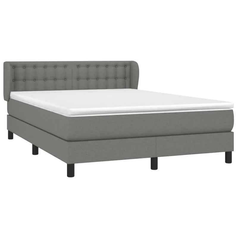 Box Spring Bed with Mattress Dark Grey 152x203 cm Fabric