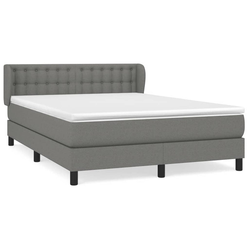 vidaXL Box Spring Bed with Mattress Dark Grey 153x203 cm Queen Size Fabric