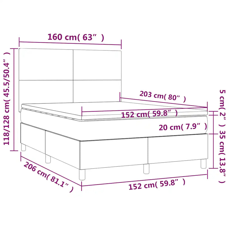 Box Spring Bed with Mattress Black 153x203 cm Queen Size Velvet