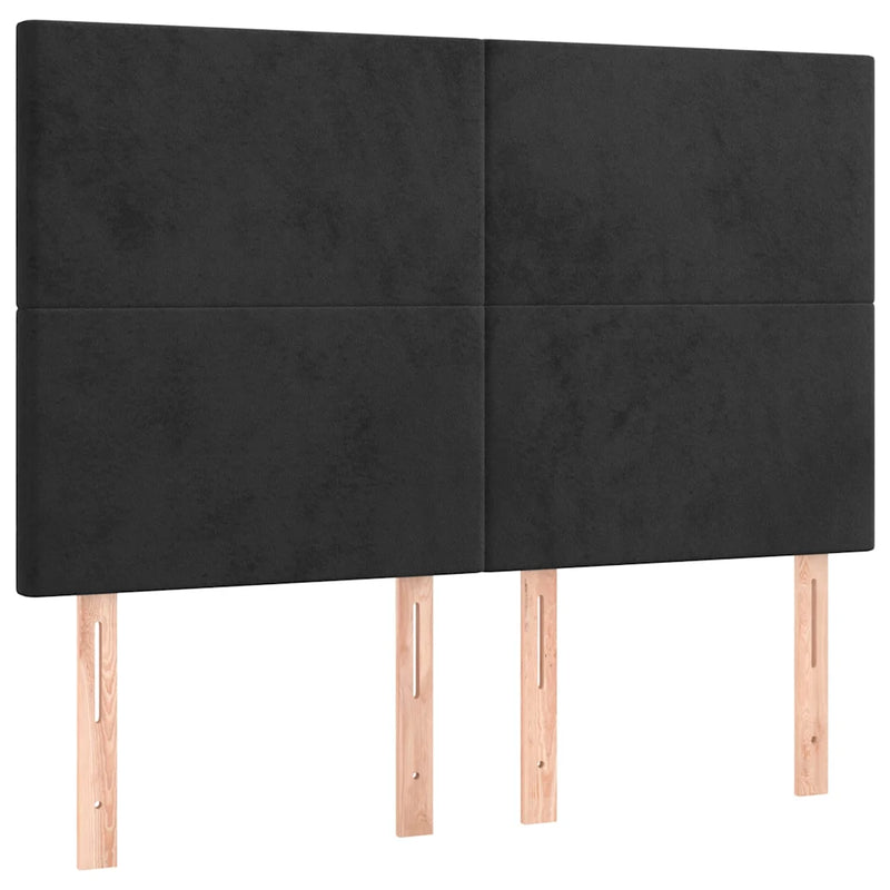 Box Spring Bed with Mattress&LED Black 153x203 cm Queen Size Velvet