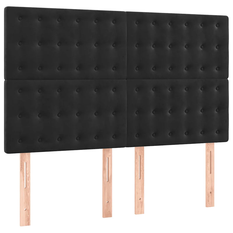 Box Spring Bed with Mattress&LED Black 153x203 cm Queen Size Velvet