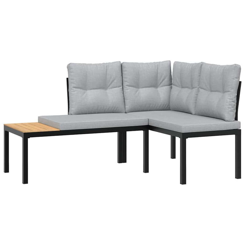 vidaXL Garden Bench Set with Cushions 4 pcs Black Powder-coated Steel