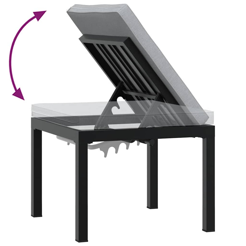 vidaXL Garden Bench Set with Cushions 3 pcs Black Powder-coated Steel