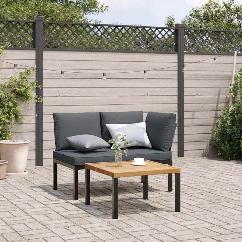 vidaXL 2 Piece Garden Sofa Set with Cushions Black Aluminium
