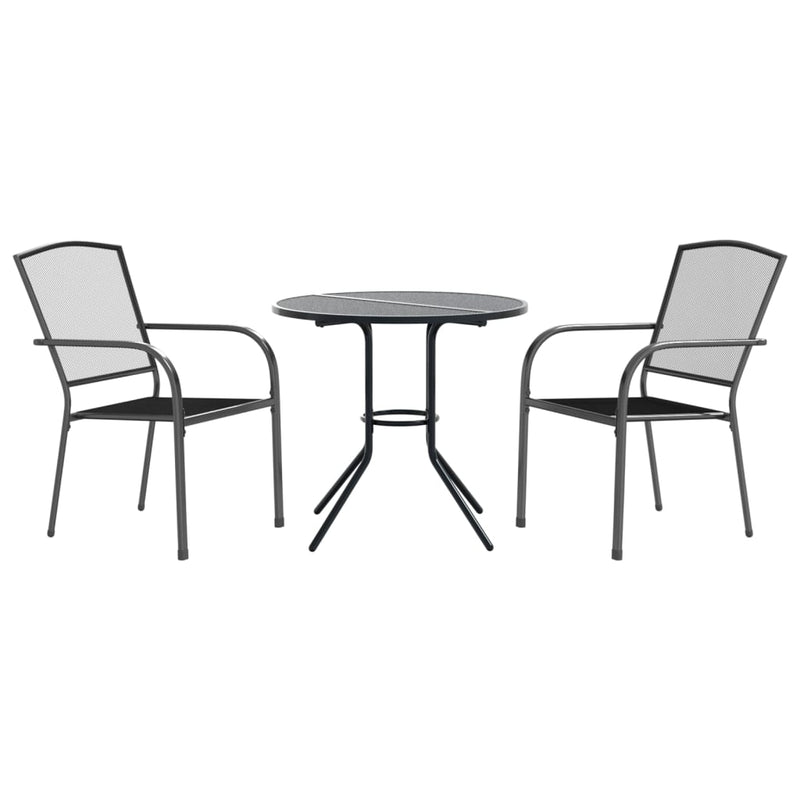 vidaXL Stackable Garden Chair Set 3 Piece Anthracite Powder-coated Steel