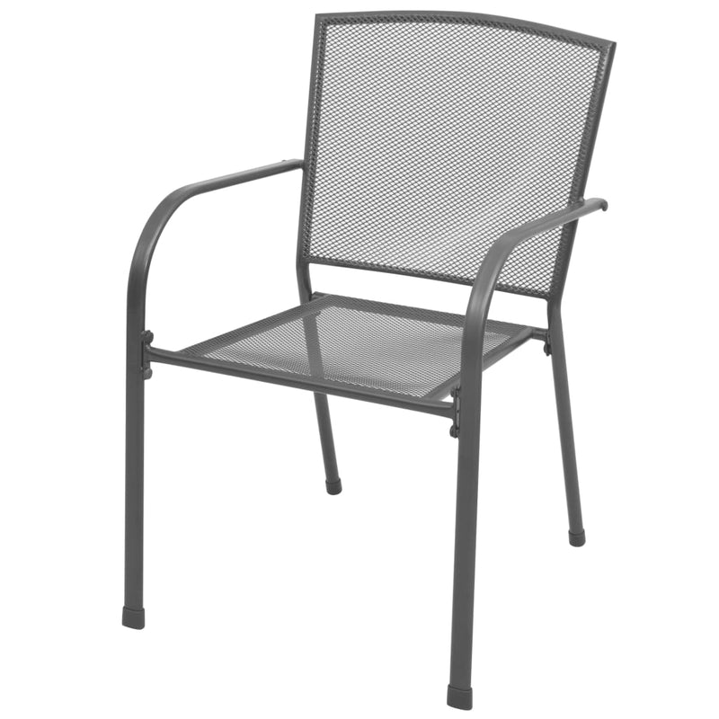vidaXL Stackable Garden Chair Set 3 Piece Anthracite Powder-coated Steel