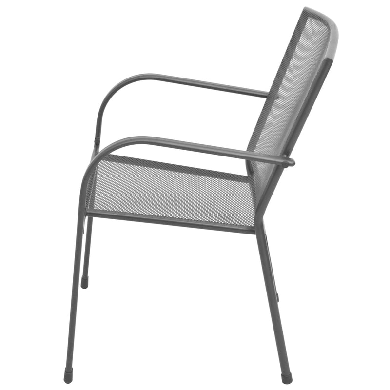 vidaXL Stackable Garden Chair Set 3 Piece Anthracite Powder-coated Steel