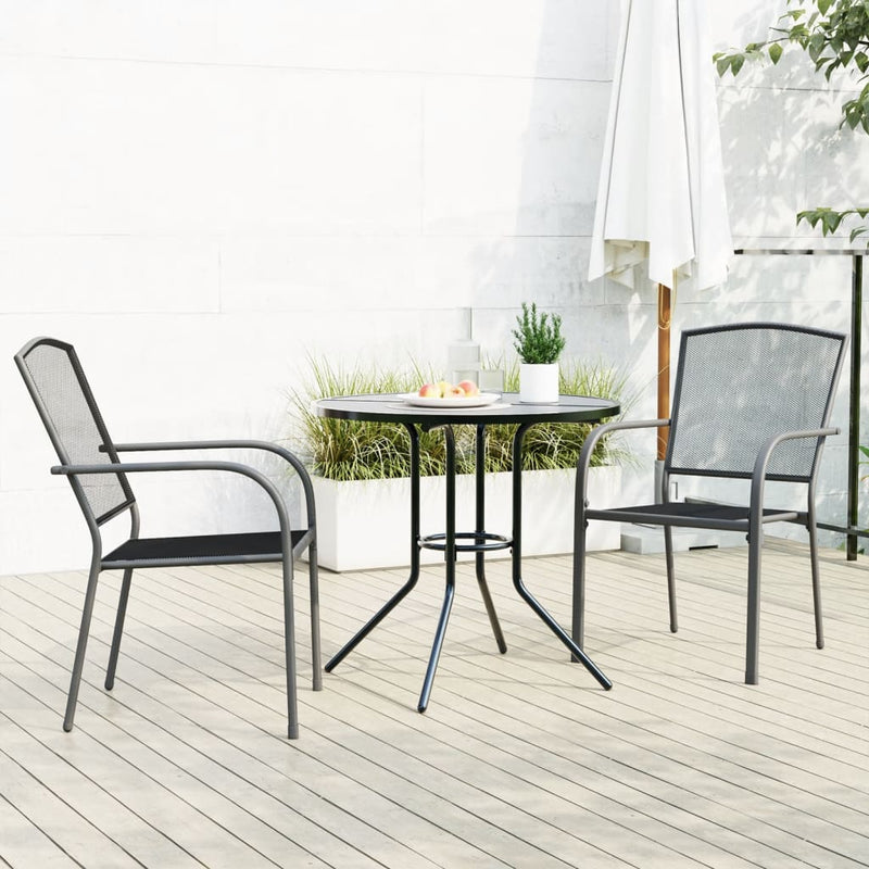 vidaXL Stackable Garden Chair Set 3 Piece Anthracite Powder-coated Steel