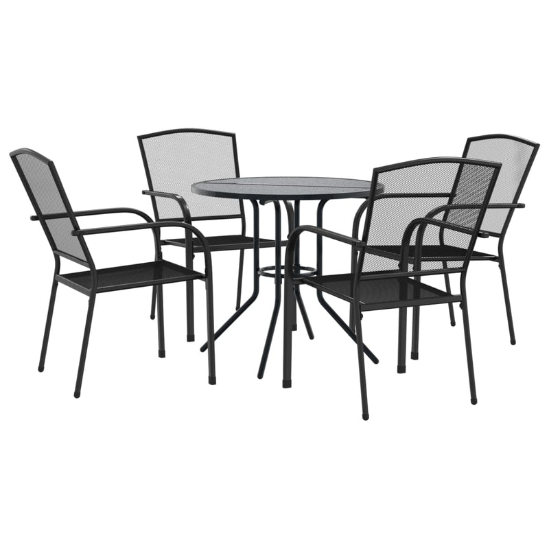 vidaXL Stackable Garden Chair Set 5 Piece Anthracite Powder-coated Steel
