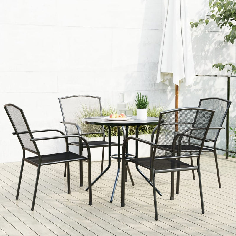 vidaXL Stackable Garden Chair Set 5 Piece Anthracite Powder-coated Steel