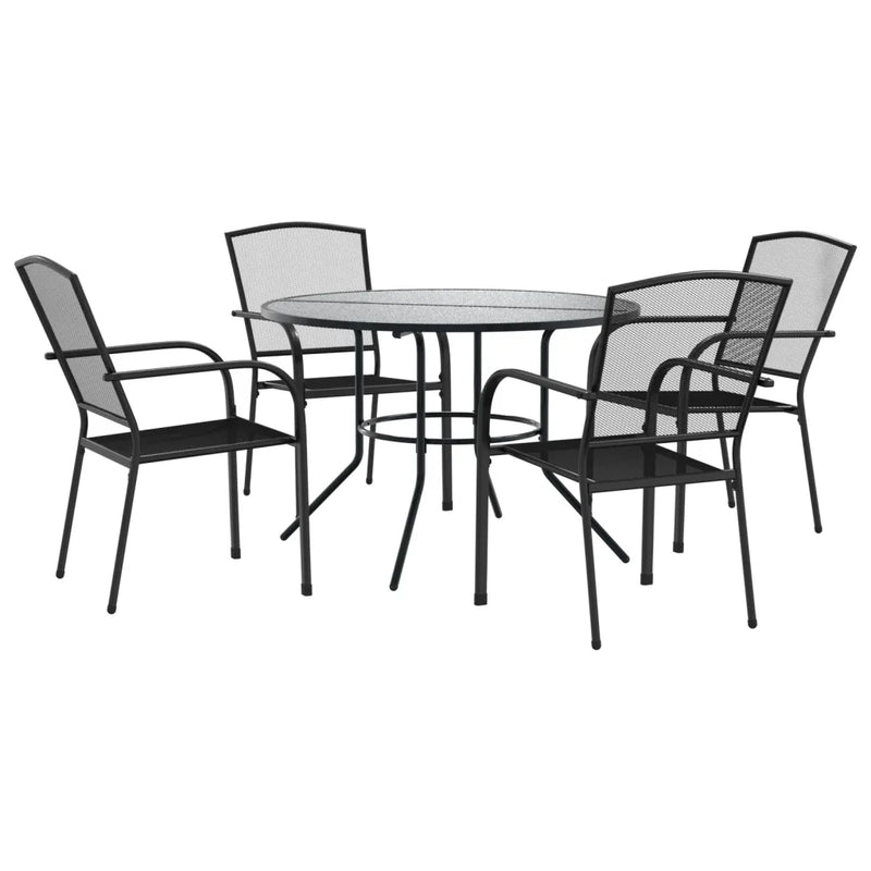 Stackable Garden Chair Set 5 Piece Anthracite Powder-coated Steel