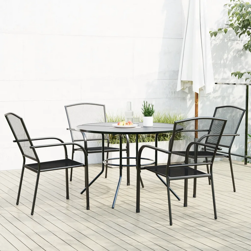Stackable Garden Chair Set 5 Piece Anthracite Powder-coated Steel