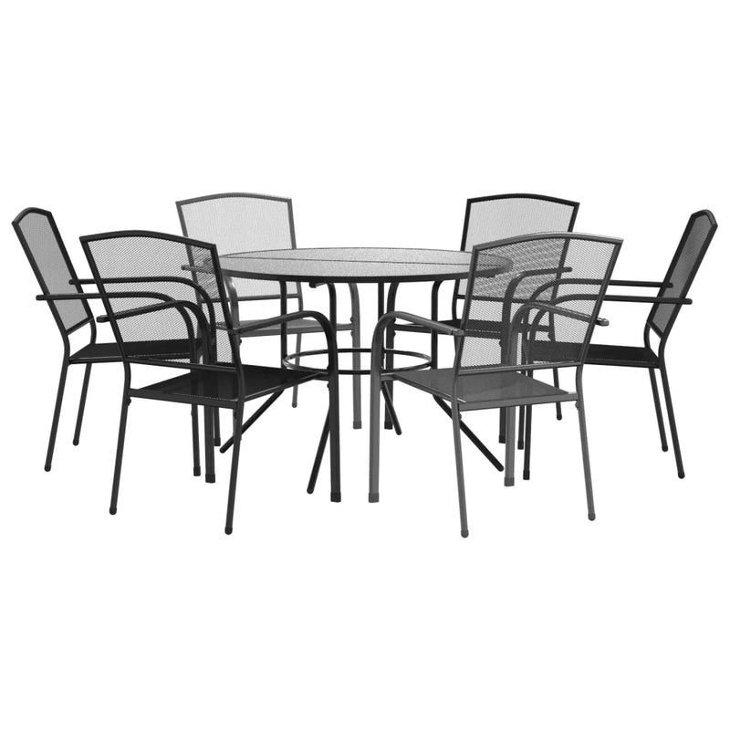 Stackable Garden Chair Set 7 Piece Anthracite Powder-coated Steel