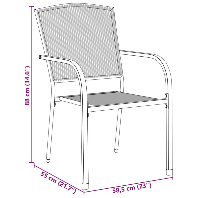 Stackable Garden Chair Set 7 Piece Anthracite Powder-coated Steel