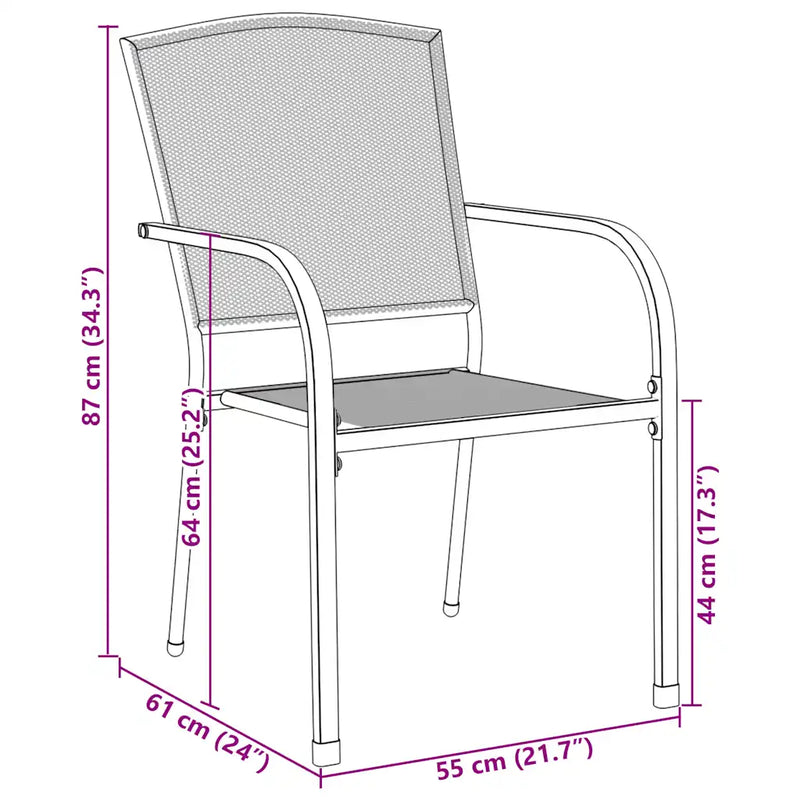 Stackable Garden Chair Set 7 Piece Anthracite Powder-coated Steel