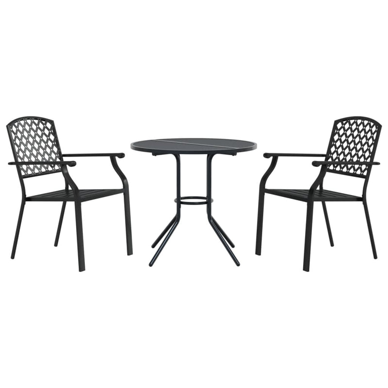 vidaXL Stackable Garden Chair Set 3 Piece Anthracite Powder-coated Steel