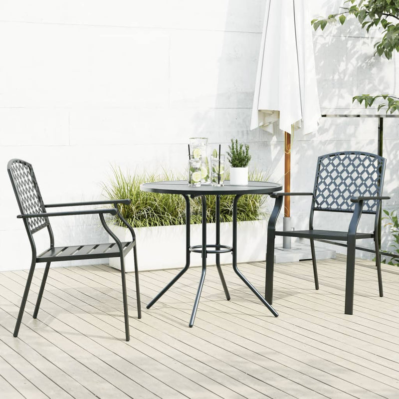 vidaXL Stackable Garden Chair Set 3 Piece Anthracite Powder-coated Steel