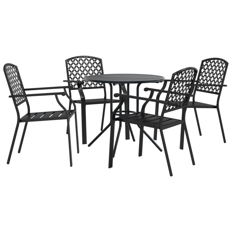 vidaXL Stackable Garden Chair Set 5 Piece Anthracite Powder-coated Steel