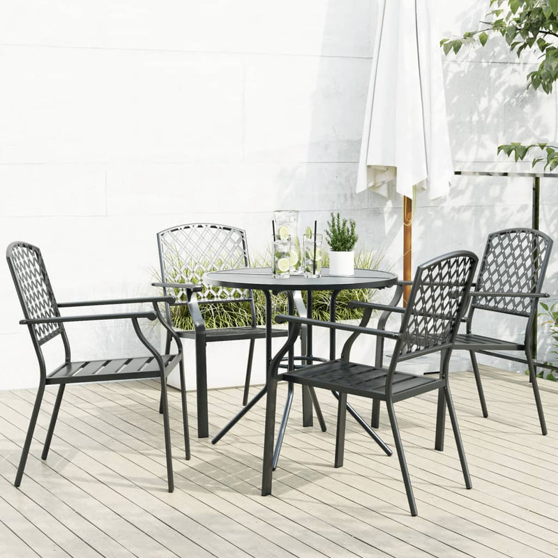 vidaXL Stackable Garden Chair Set 5 Piece Anthracite Powder-coated Steel