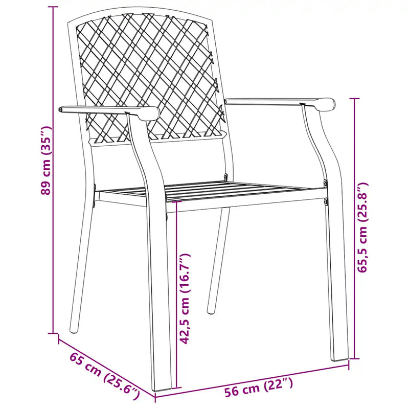 Stackable Garden Chair Set 5 Piece Anthracite Powder-coated Steel