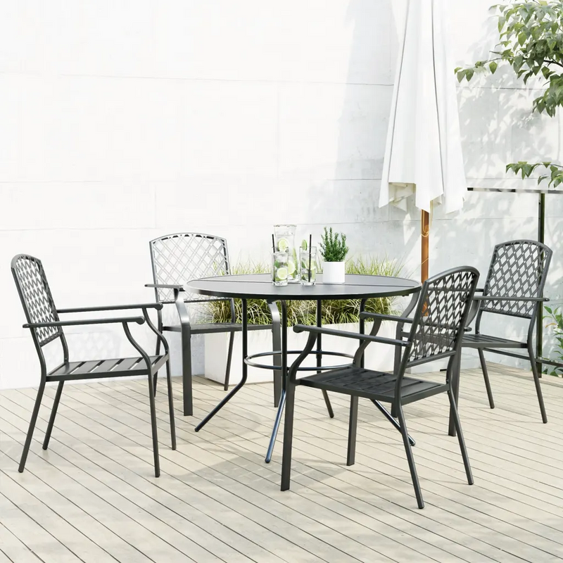 Stackable Garden Chair Set 5 Piece Anthracite Powder-coated Steel