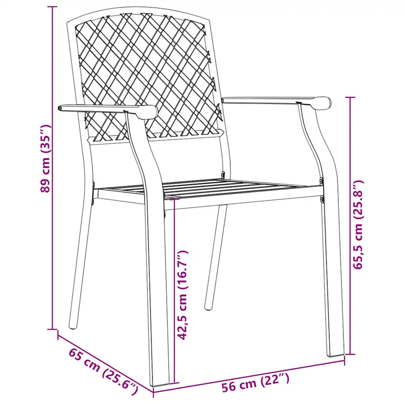 Stackable Garden Chair Set 7 Piece Anthracite Powder-coated Steel