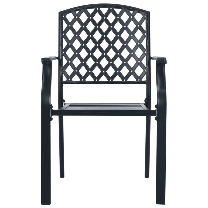 Stackable Garden Chair Set 7 Piece Anthracite Powder-coated Steel