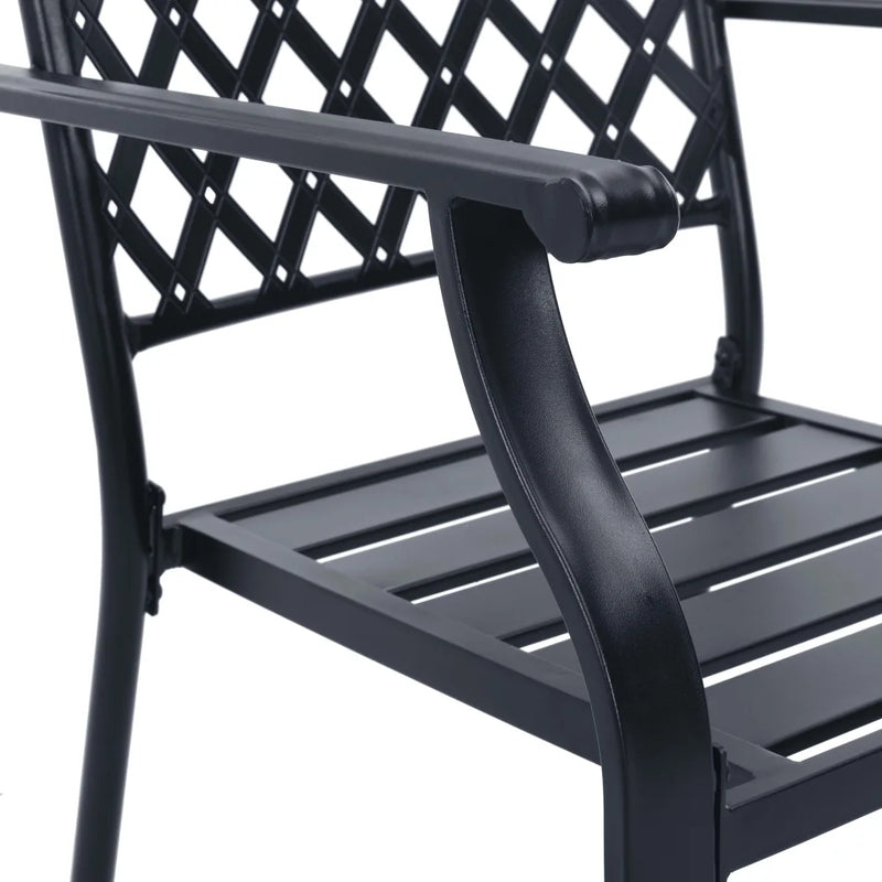 Stackable Garden Chair Set 7 Piece Anthracite Powder-coated Steel