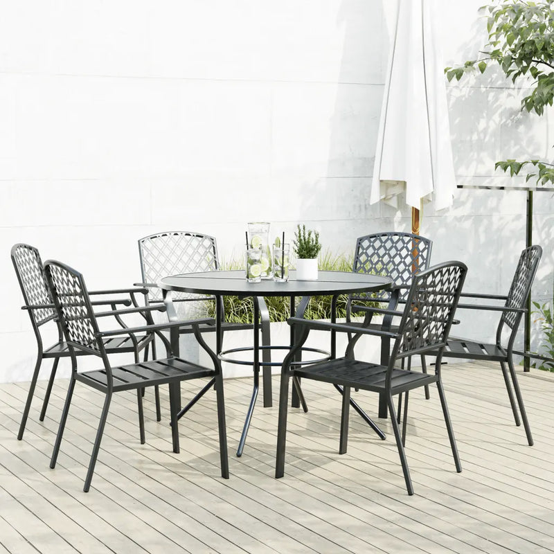 Stackable Garden Chair Set 7 Piece Anthracite Powder-coated Steel
