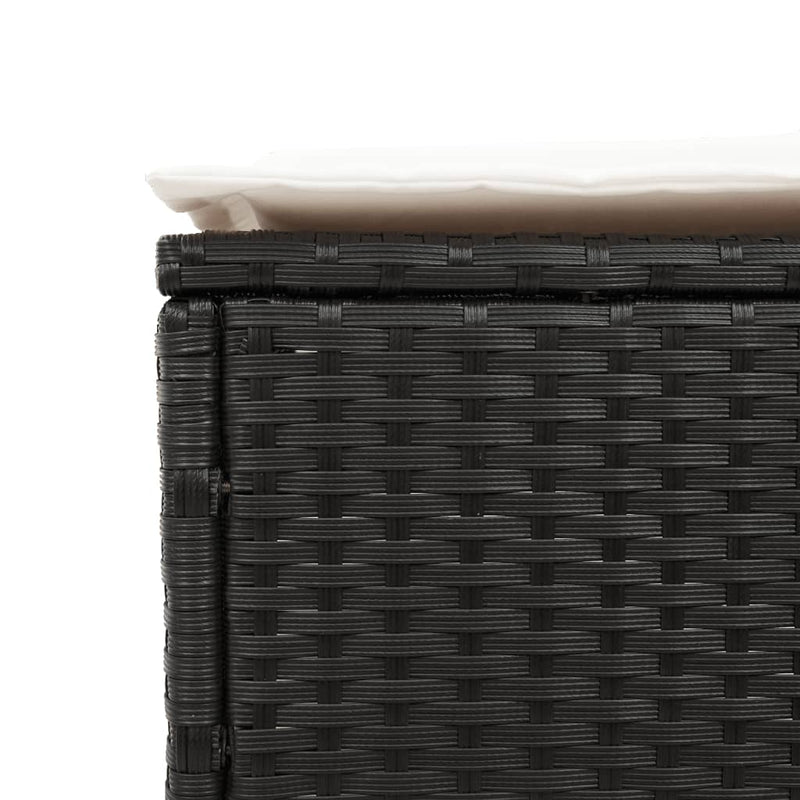 vidaXL 3 Piece Sun Lounger Set with Cushion Black Poly Rattan